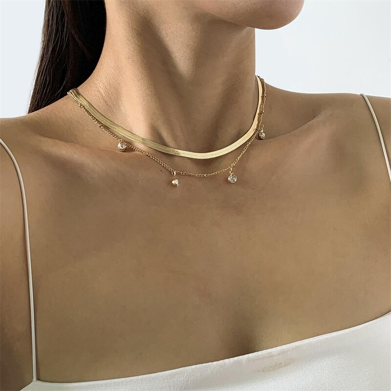 Punk Gold wielowarstwowa pszenica słońce naszyjnik wąż dla kobiet w stylu Vintage 2021 łańcuszek wisiorek Choker biżuteria prezenty ślubne INS Trendy: OV5480901