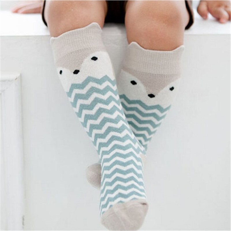 Wecute Baby Sokken Pasgeboren Kids Meisje Jongen Animal Patroon Anti-slip Knie Hoge Sok Vos Leuke Cartoon Kat Katoen sokken baby