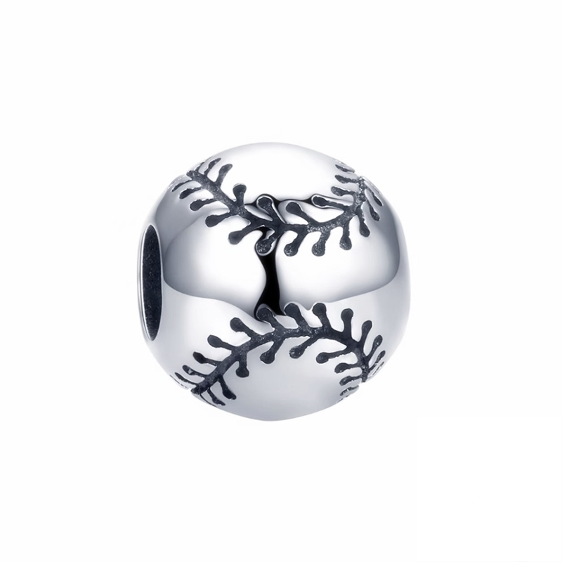 Multiple Series Balls Bead American Football，Badminton Dangle Charm Jewelry Fit Original 925 Sterling Silver Pan Brand Bracelet: Ivory