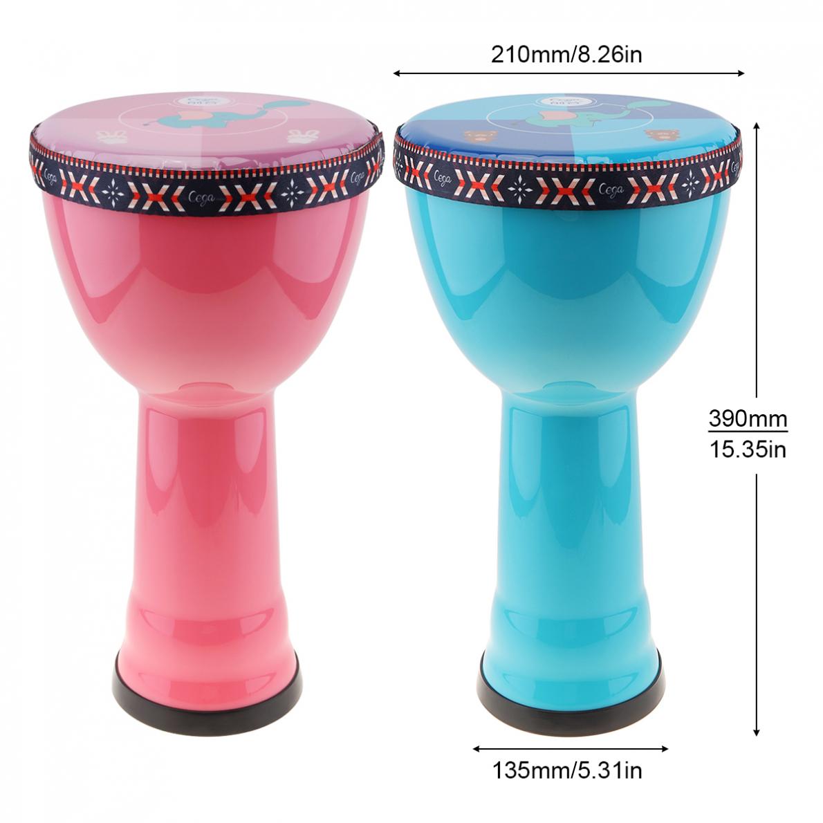 8 Inch Beautiful African Djembe Drum Colorful Cloth Art ABS Barrel PVC Skin Lightweight Children Hand Drum Musical Instrument