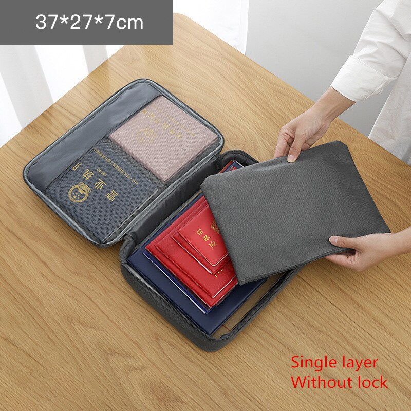 Multifunctional Document Storage Bag Men's Women's Briefcase Id Package Passport Handbags Office Business Pouch Accessories Item: B Gray