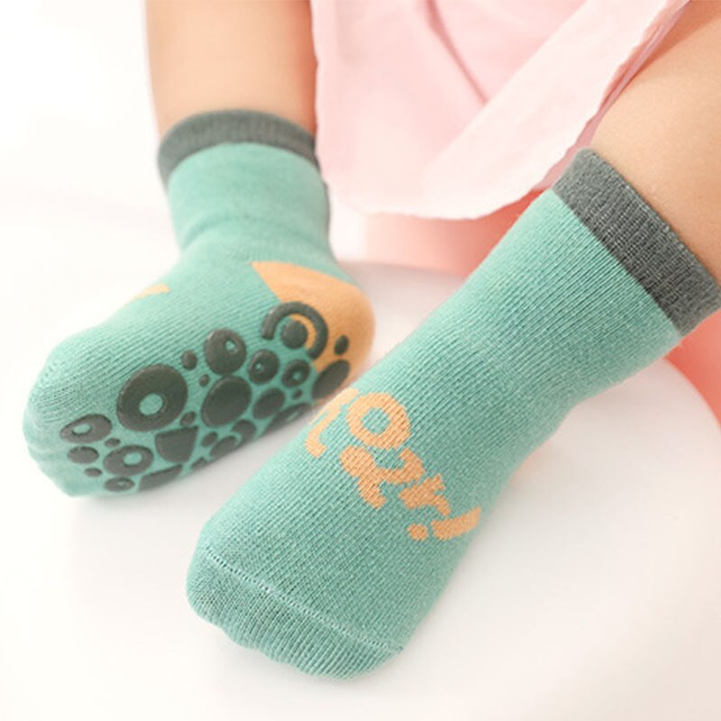 5Pairs/Set Letter Print Newborn Baby Socks Non-slip Rubbe Soled Boy Girl Socks Spring Infant Toddler Floor Socks