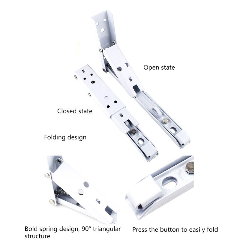 2 Pcs Folding Shelf Bracket Wall Mount 8 Inch Table Hinge Stainless Steel Spring Loaded Supports LB88