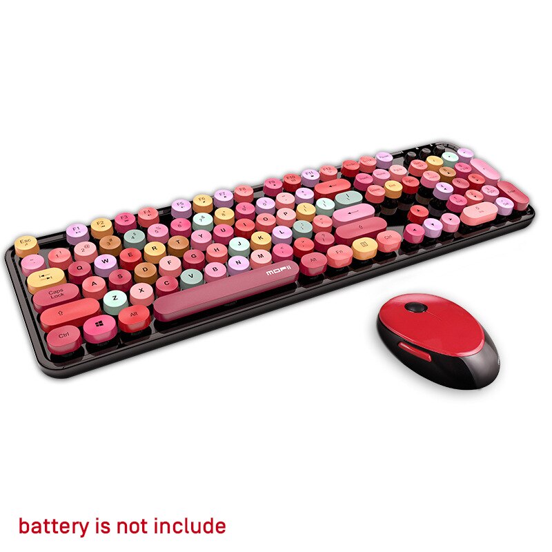 Set van 2.4g draadloze toetsenborden en muizen, schattig roze multifunctioneel toetsenbord en muis voor lenovo/asus/dell muizen, 1600 dpi gamertoetsenbord: Kleurrijk rood