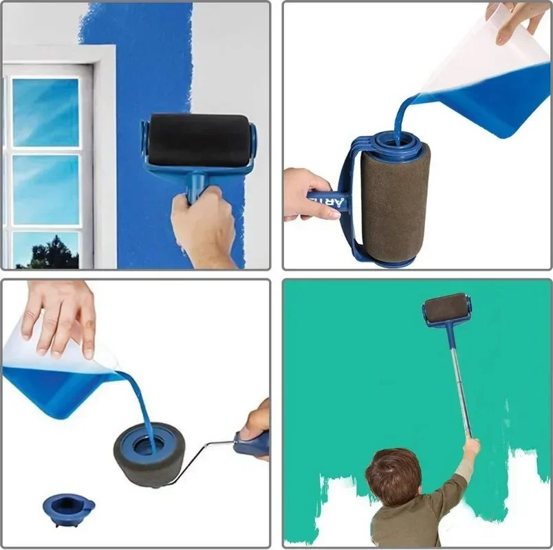 Multifunctionele Verfroller Set Thuiskantoor Wandbehandeling Diy Decoratie Gereedschap Borstel Muur Professionele Naadloze Rollers Borstels