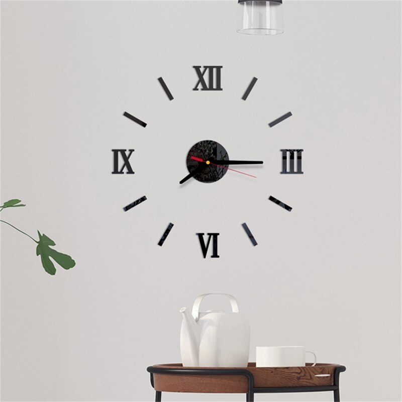 3d Diy Roman Numbers Acrylic Mirror Wall Sticker Clock Home Decor Mural Decals Clock Sticker For Home Kitchen Living Room Decor
