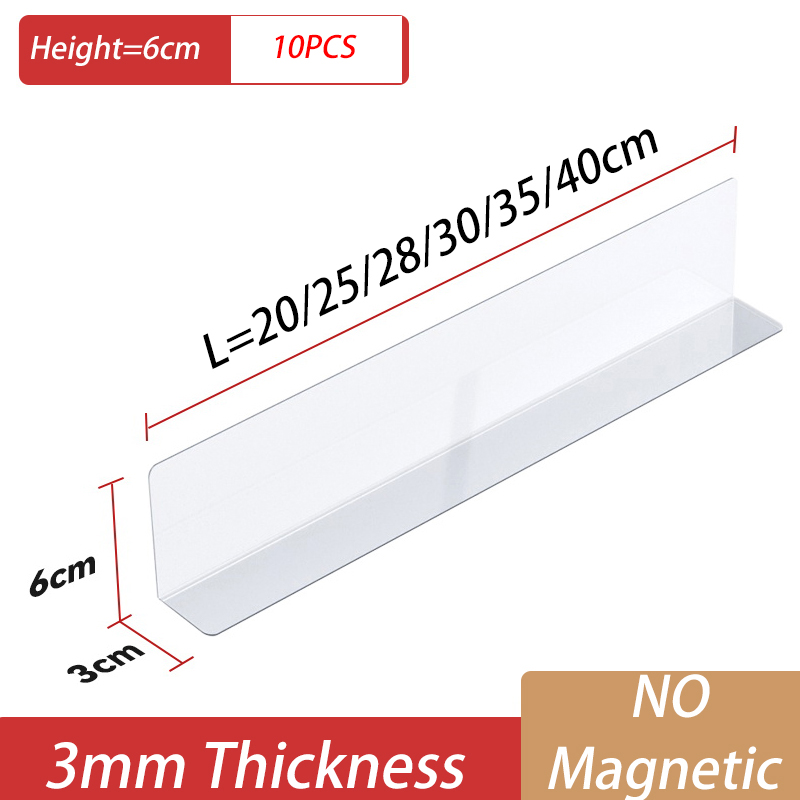 Séparateur d'étagères en plastique Transparent, compartiments en forme de L, séparateur d'exposition de marchandises de supermarché, séparateur d'étagères magnétiques en Pvc: jaune clair / 11 - 15 cellules