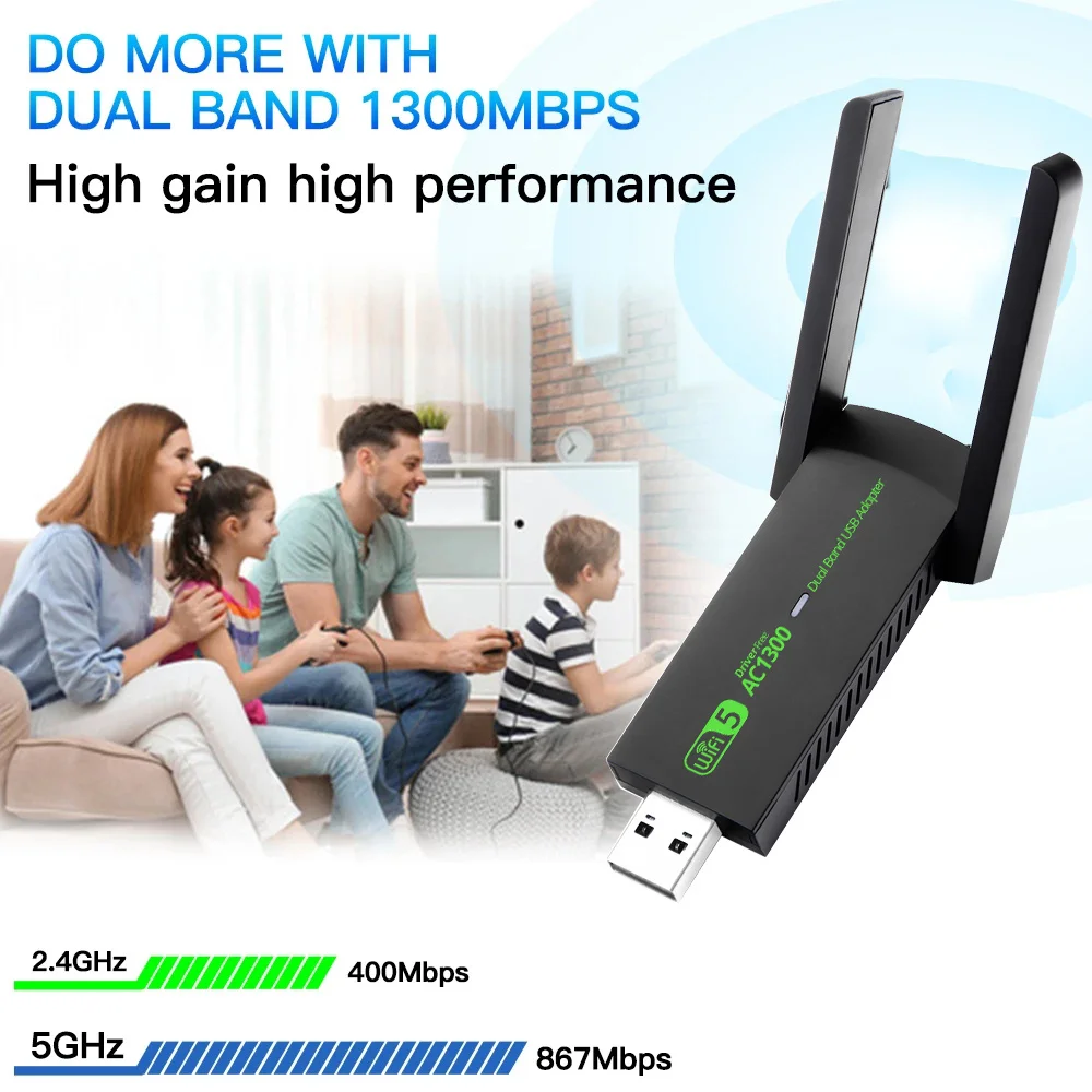 1300Mbps WiFi 6 USB Adapter USB 3.0 Network Card Dual Band 2.4G/5Ghz Wireless Lan Card WiFi Antenna Receiver For Laptop PC