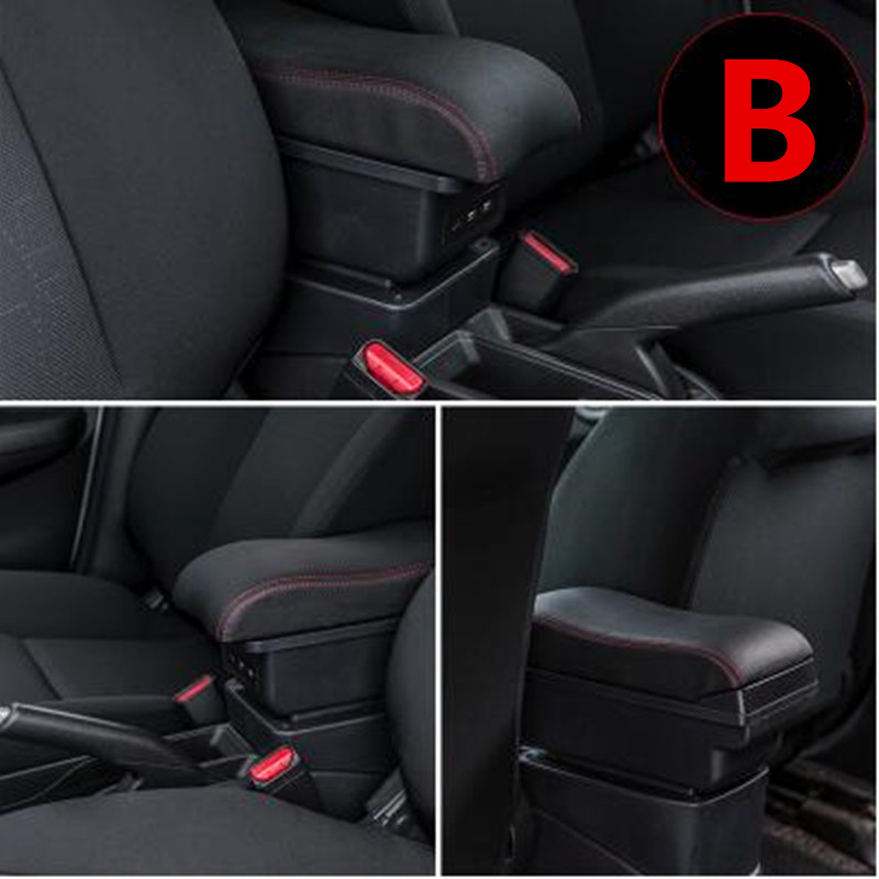 Voor Hyundai I20 Armsteun Doos Met Usb: B black red line