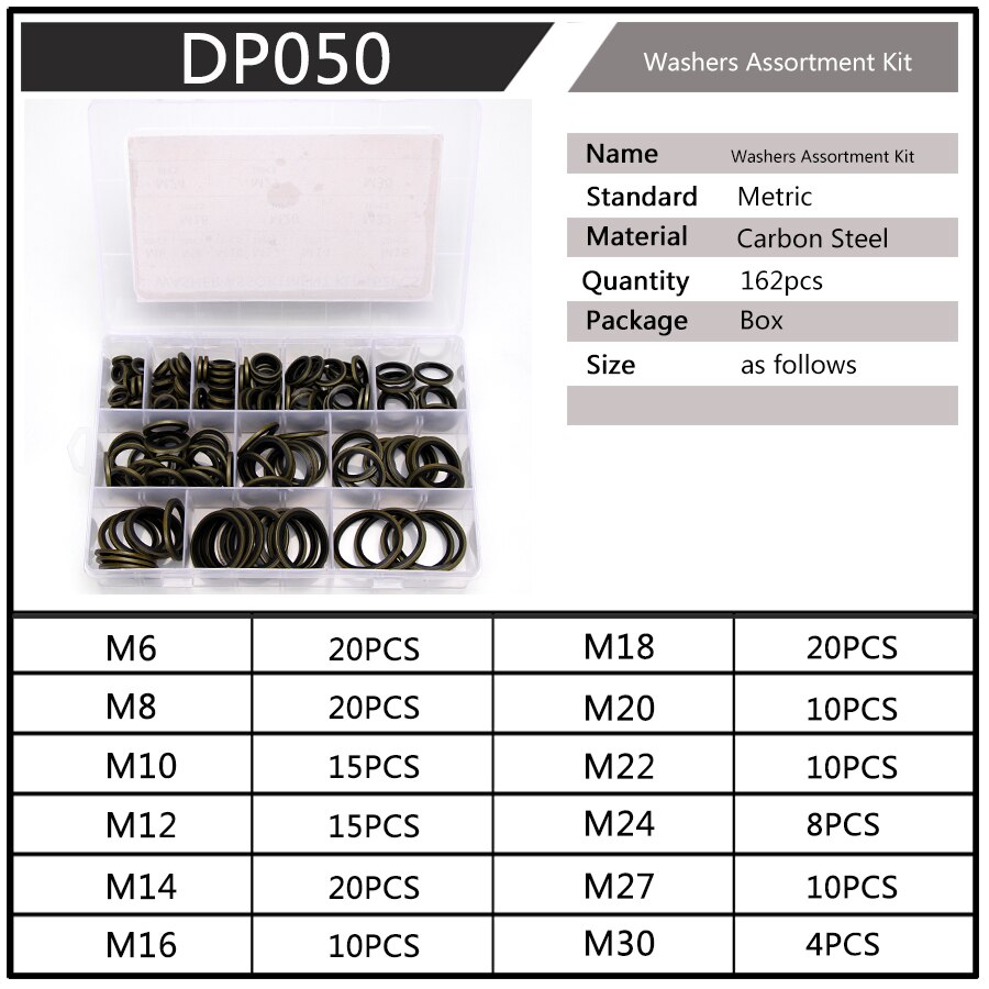 100 stücke-162 stücke Hochdruck Dichtung Unterlegscheibe O-Ring Buchse M6 M8 M10 M12 M14 M16 m18 M20 M22 M24 M27 M30 Dichtung Ersatz Bausatz S27: M630DP050  x1
