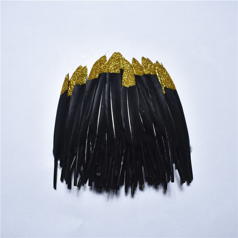 Rea 20 st/lot spray guld ankfjäder 10-16cm/4-6 tum diy fjädrar för pyssel plymer dekor fjädrar för smycken gör plommon: Svart