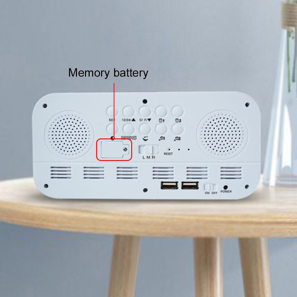 LED Digital Temperature Display Snooze Desktop USB Sunset Mode Table Alarm Clock Table Clock Bedroom Wake Up Clock Home Decor