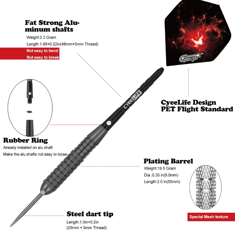 12pcs Steel Tip Darts set 22g Hard Dart Steel Barrel Shafts Flights H4GF
