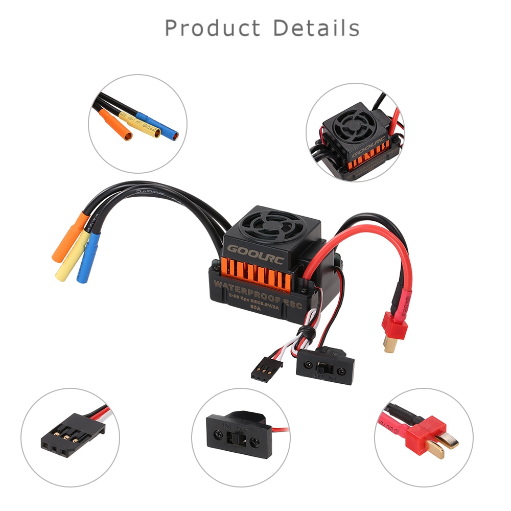 GoolRC Moteur 3650 3660 F540 3500KV 3100KV 3300KV 3800KV 3900KV 4300KV 4370KV Brushless Motor 45A 60A ESC for RC Car 1:10 Parts