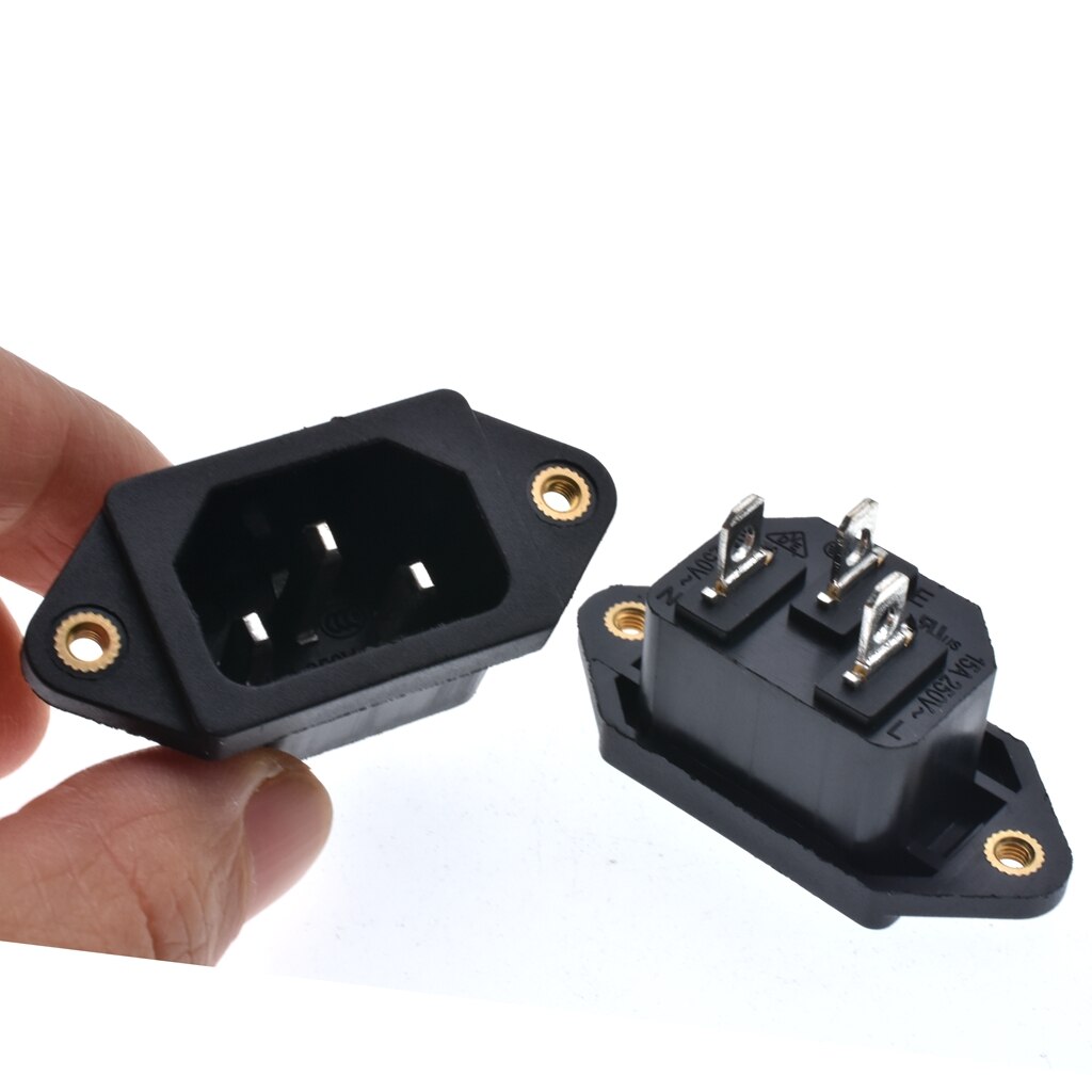10Pcs 0V 10A Iec 320 C14 Panel Mount Plug Adapter Power Connector Socket Zwarte Schroef Mount 3 Pins inlaat Power Plug Socket