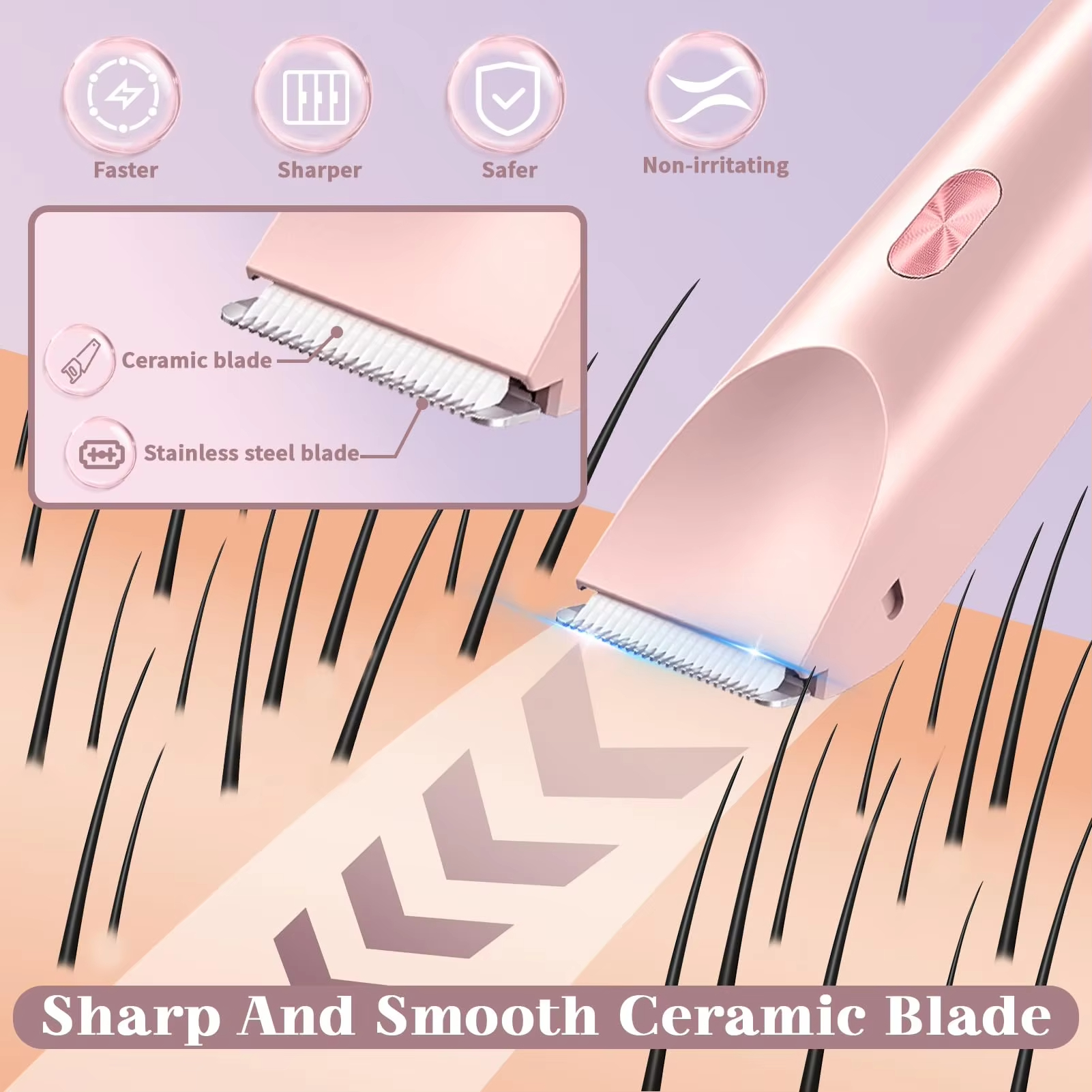 2 in 1 Electric Shaver for Women Waterproof Wet & Dry Hair Razors Double Head Dual Bikini Hair Trimmer Detachable Head Shaver