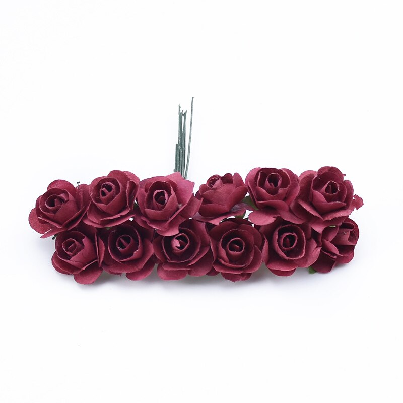 72 stykker mini papir blomster gør-det-selv slik æske bryllup brude tilbehør clearance julekrans billige kunstige blomster: 16