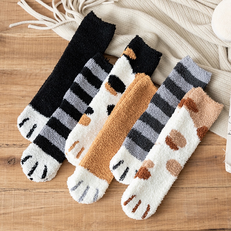 Winter Women's Cat Claw Socks Girl's Winter Thick And Warm Socks Happy And Funny Famle Socks Korean Style Socks