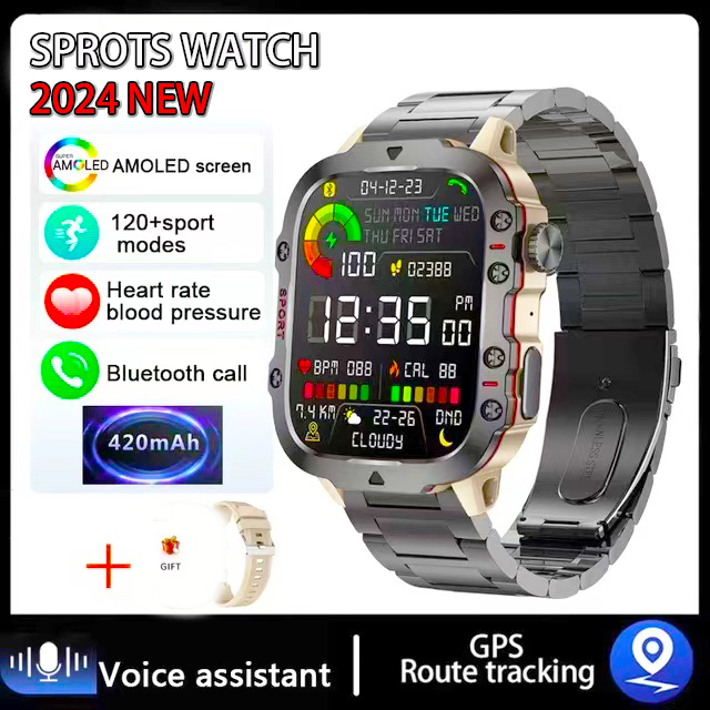 Montre intelligente de sport étanche pour homme, appel Bluetooth, voix AI, Android, Xiaomi, IOS, extérieur, écran 2024 ", 3AT, 2.01: YELLOW