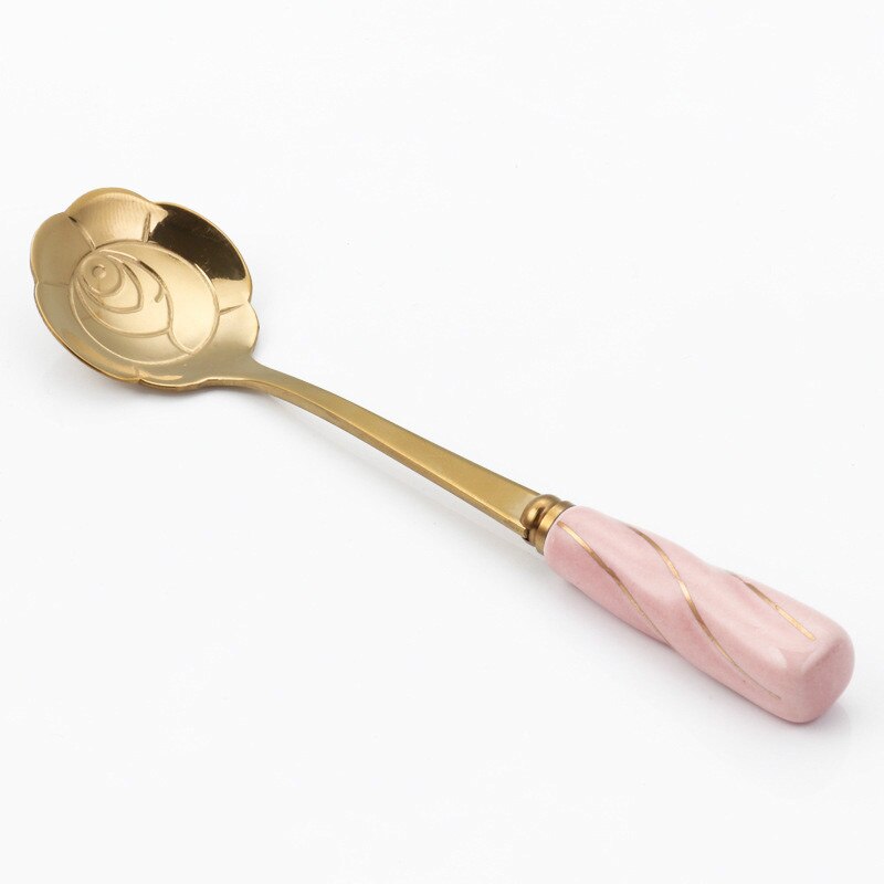 Cuillère à café cuillère à thé, fleurs en acier inoxydable, petite cuillère à thé à café, sucre fantaisie, cuillère à thé pour Dessert 1 pièce: 6