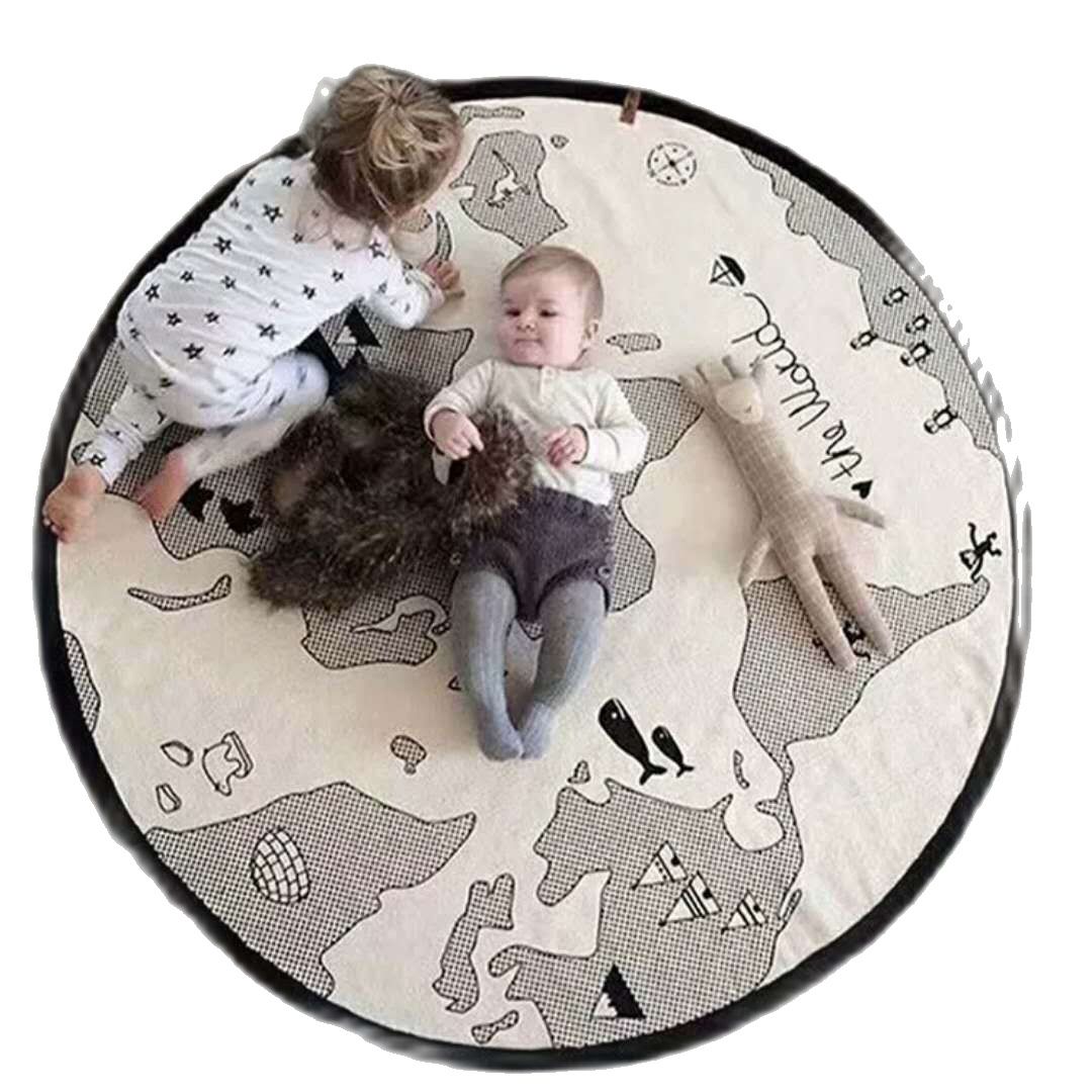 Spelen Mat Wereldkaart Baby Matten Pasgeboren Baby Kruipen Deken Katoen Ronde Floor Tapijt Tapijten Mat Voor Kinderkamer Nursery decor