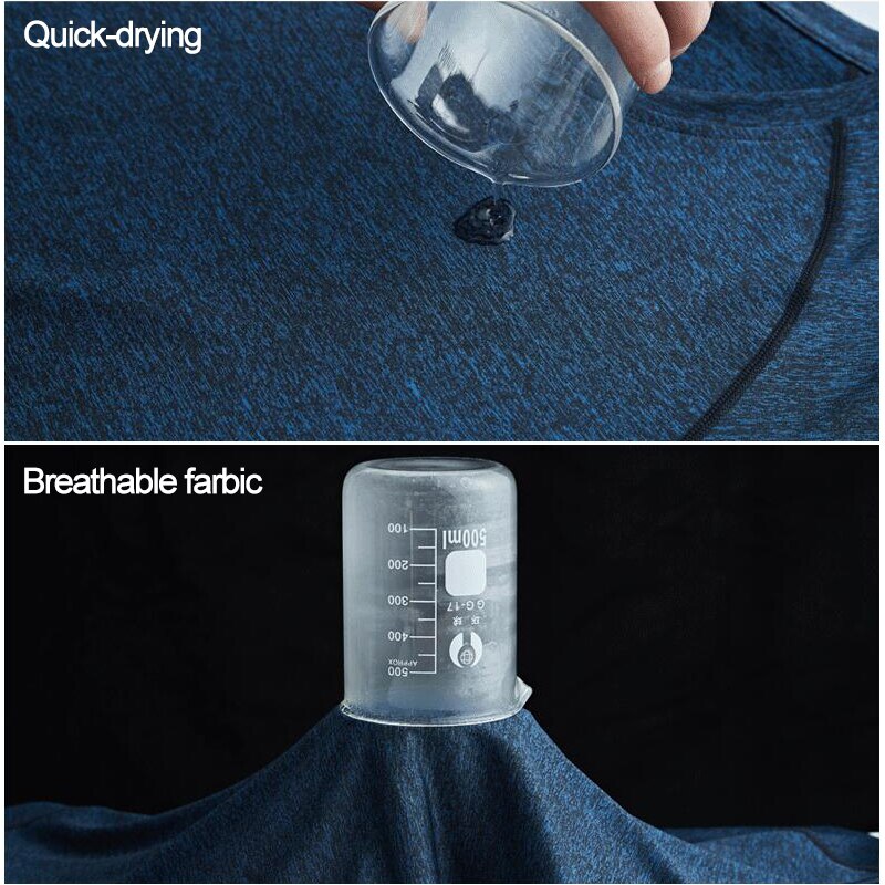 L-4XL Mens Running T-shirts Quick Dry Men Sport T Shirts Workout Gym Training Shirt Fitness Tops Running Sport Tees