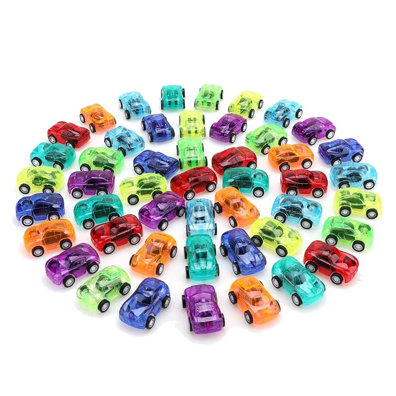 48 Pack Color Transparent Pull Back Toy Car, Kids Birthday Party (Random Color): Default Title