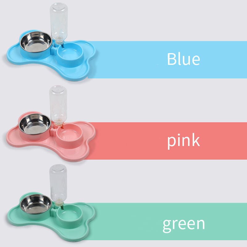 Cuencos antideslizantes de acero inoxidable para mascota, botella de agua para perro, cachorro, gato, bebida, comida para perro, cuenco doble, alimentador para gato, suministros