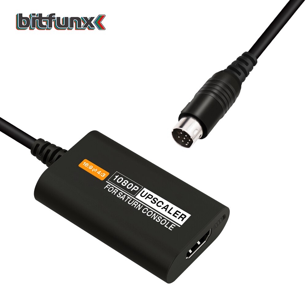 Bitfunx convertisseur HDMI pour SEGA Saturn SS 1080p Upscaler 4:3/16:9 rapport d'aspect commutateur entrée s-vidéo