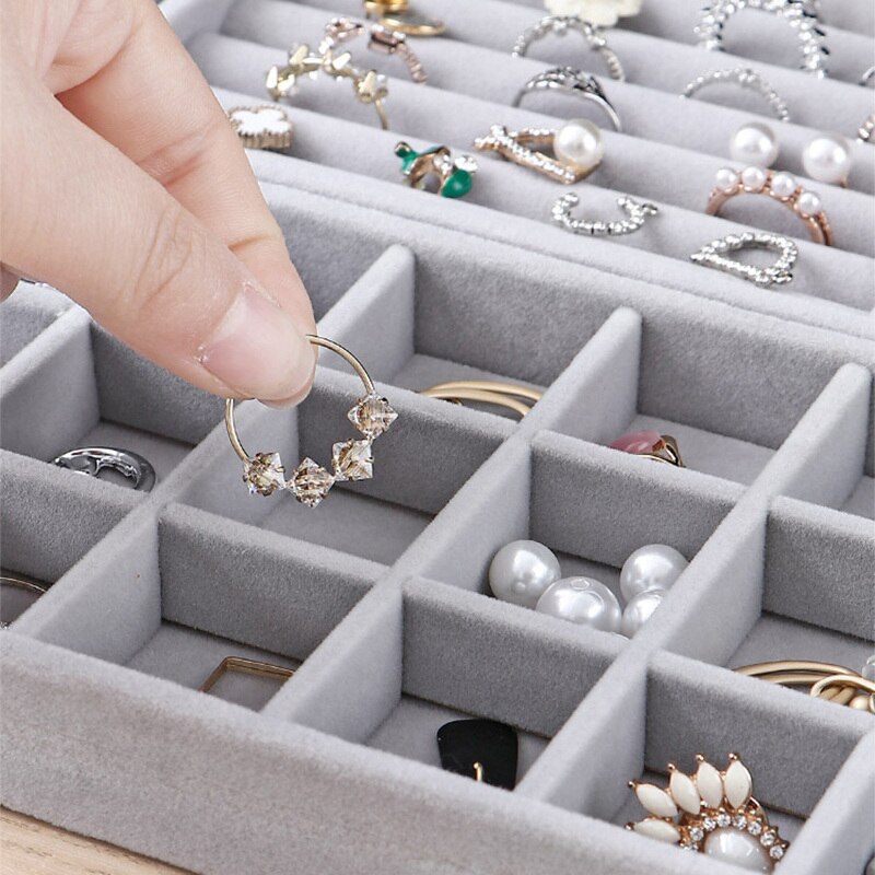 Sammet smycken förvaring juvelhållare ställ armband halsband ring förvaringsbox bricka display vitrinlåda smycken arrangör