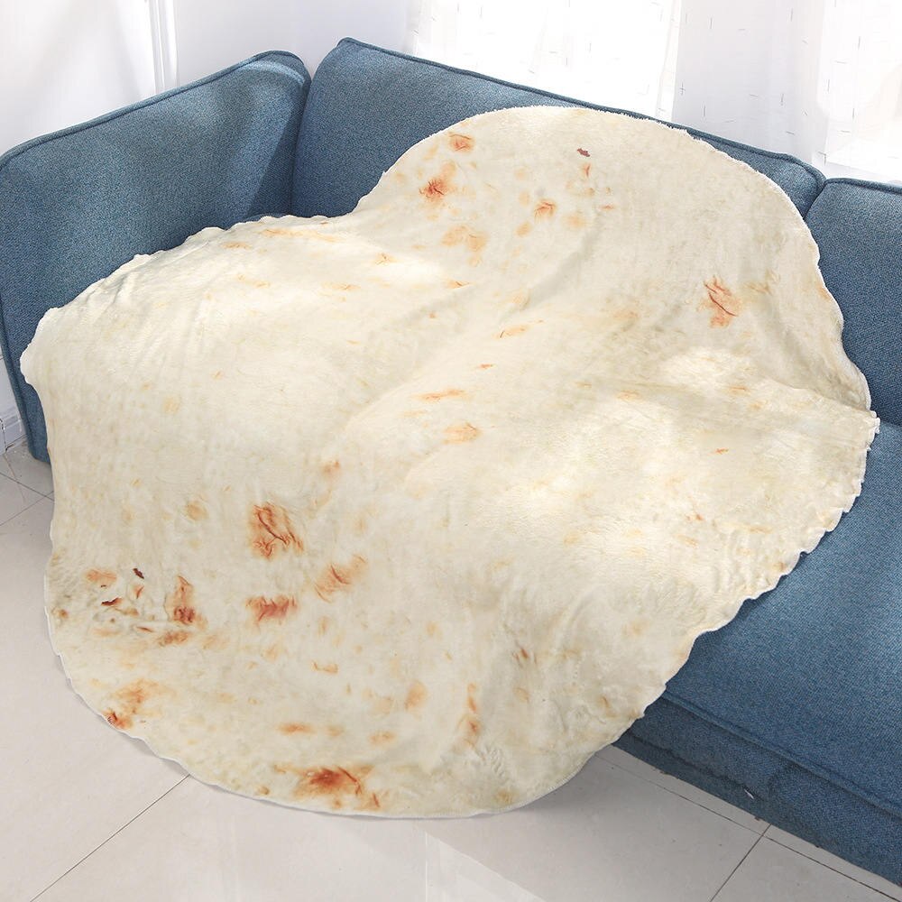 Creatieve Tortilla Deken Ronde Burrito Grappige Deken Gooi Tortilla Textuur Super Zachte Fleece Gooi Deken Voor Kantoor Sofa