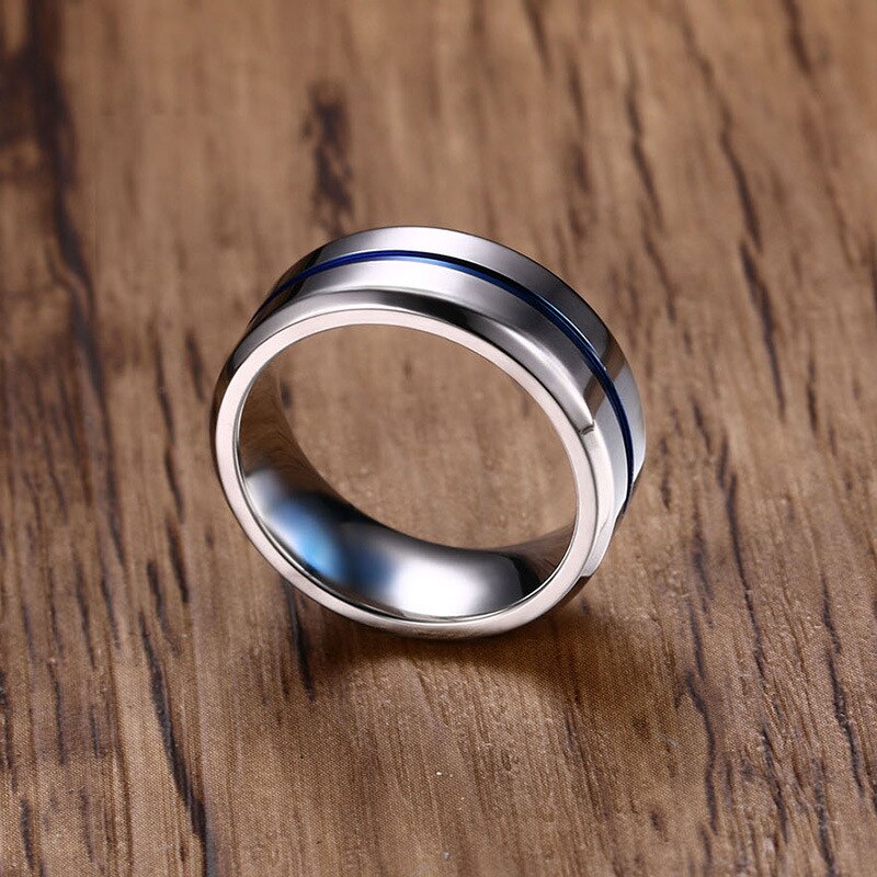 Sort sølv farve rustfrit stål ringe til mænd regnbue tynde ringe ringe bryllup band mandlige alliance smykker 8mm