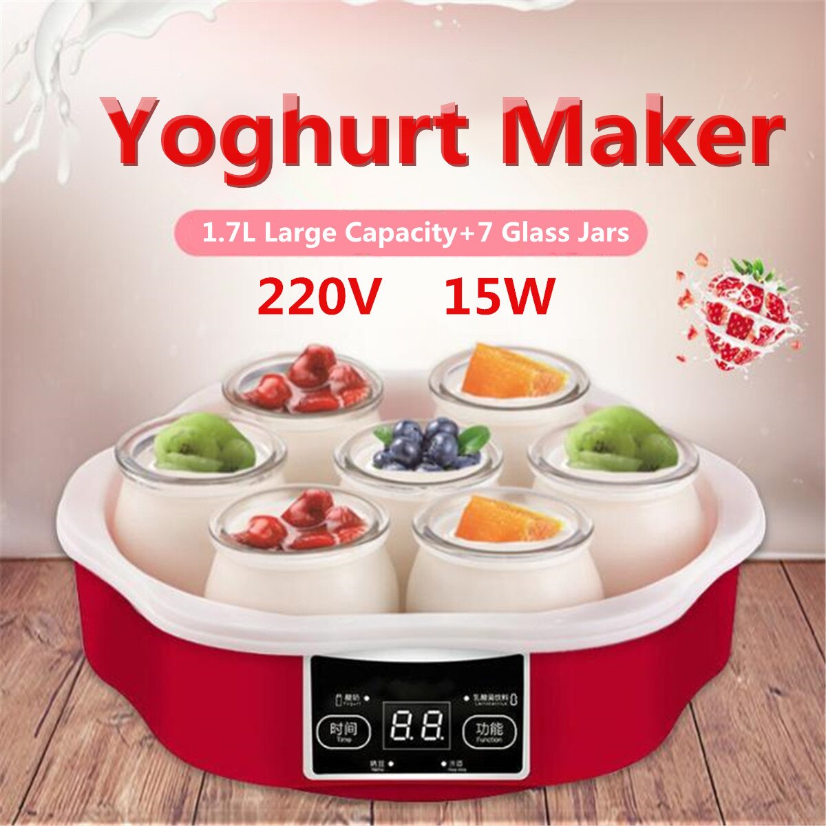 1.7L Automatische Yoghurt Maker Met 7 Potten Diy Tool Elektrische Yoghurt Maker Yoghurt 220V 15W Keukenapparatuur Diy yoghurt Gereedschap