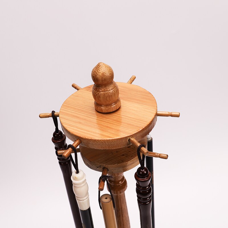 Rotating Disc Calligraphy Brush Holder Solid Wood Pen Holder 11 Hangers Traditional Calligraphy Chinese Ink Painting Brush Stand