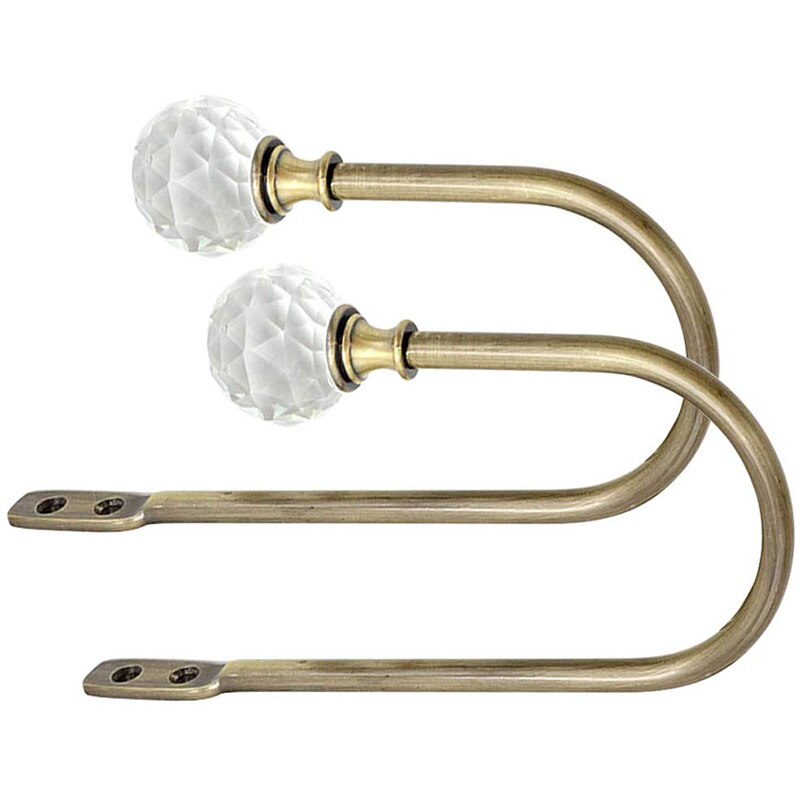 Curtain Holdbacks Acrylic Crystal Ball Curtain Tie Backs U Shaped Metal Curtain Holdbacks Wall Mounted Curtain Hook Backs, 2 Pac: Default Title