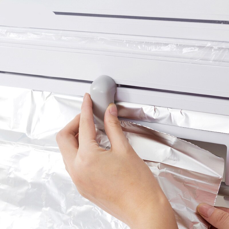 Papirholder plastfolie cutter dispenser konserveringsmiddel film cutter værktøj universalhylde opbevaringsboks grå