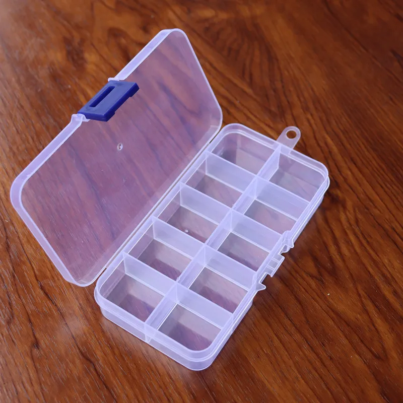 10 platser plast smyckeskrin förvaringsfodral hantverk smycke organizer pärlor gör-det-själv smyckestillverkning smink organizer: Blå