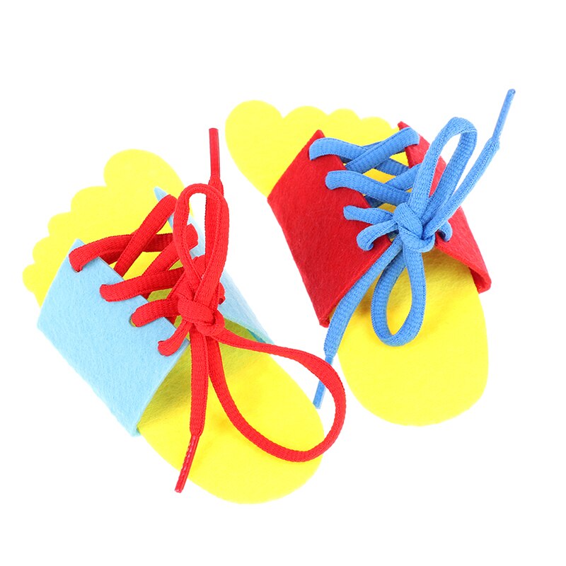 Lacets pour enfants intelligents, petits pieds de maternelle, ours géométrique, lacets, aide pédagogique, couleur aléatoire