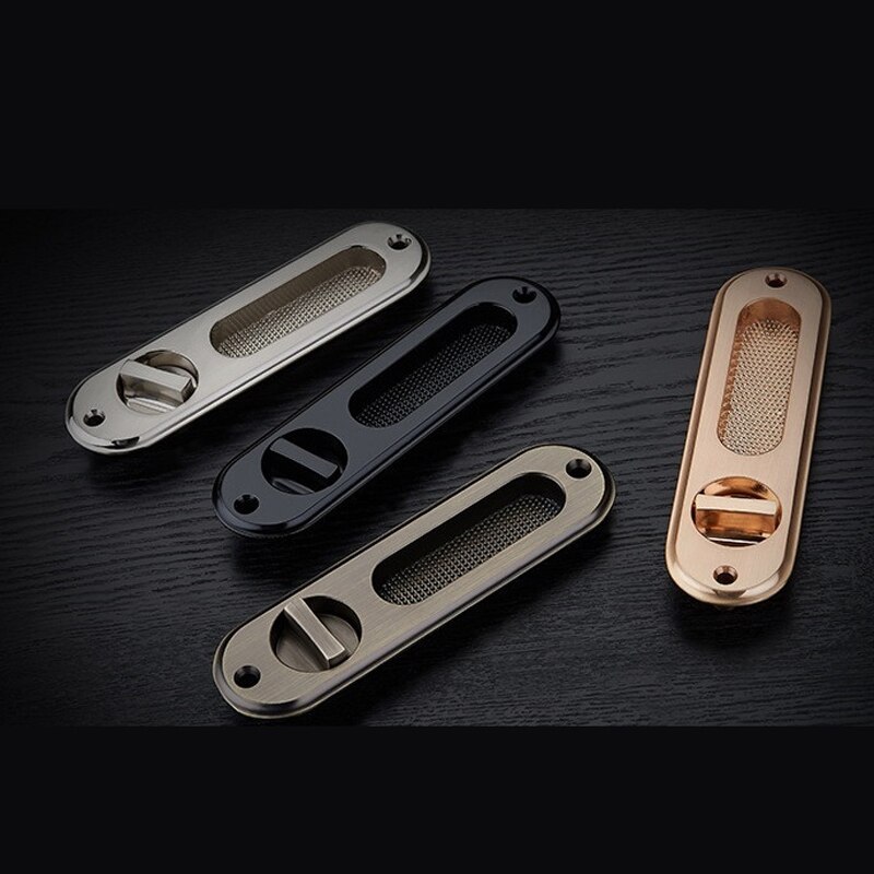 Manijas de cerradura de puerta corredera de aleación de Zinc oculto para interior, tirador de puerta de habitación, llave de baño