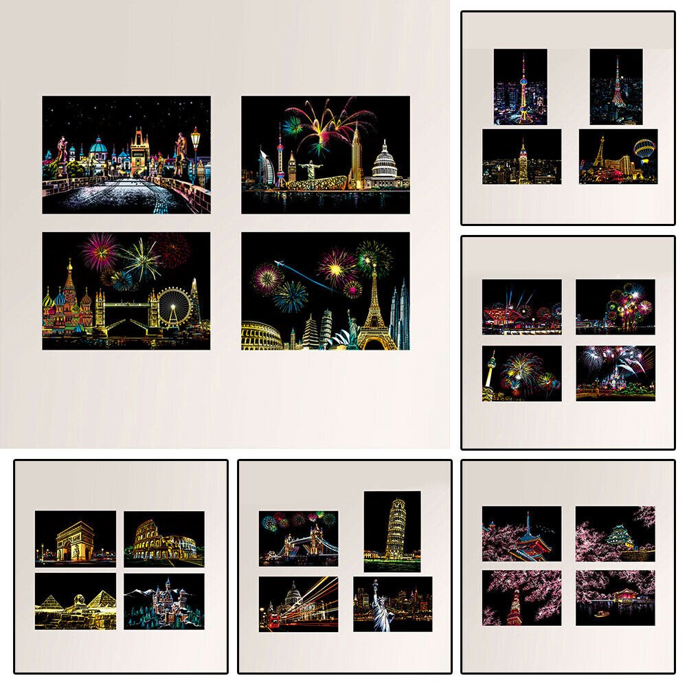 Adult Kids Scratch DIY Art Painting Paper With Drawing DIY Stick Kit