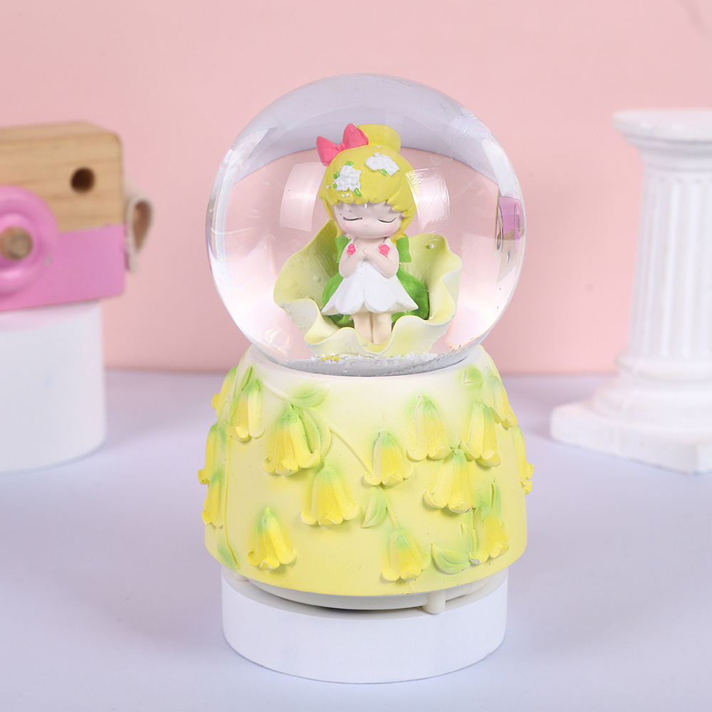 Kryształowa Kula Jednorożec z doprowadziło, Świecąca Muzyka, Kula Śnieżna, Pozytywka, Żywiczna Dekoracja na Biurko, Prezent dla Dziewczynek, Dzieci, na Boże Narodzenie, Urodziny: fioletowy