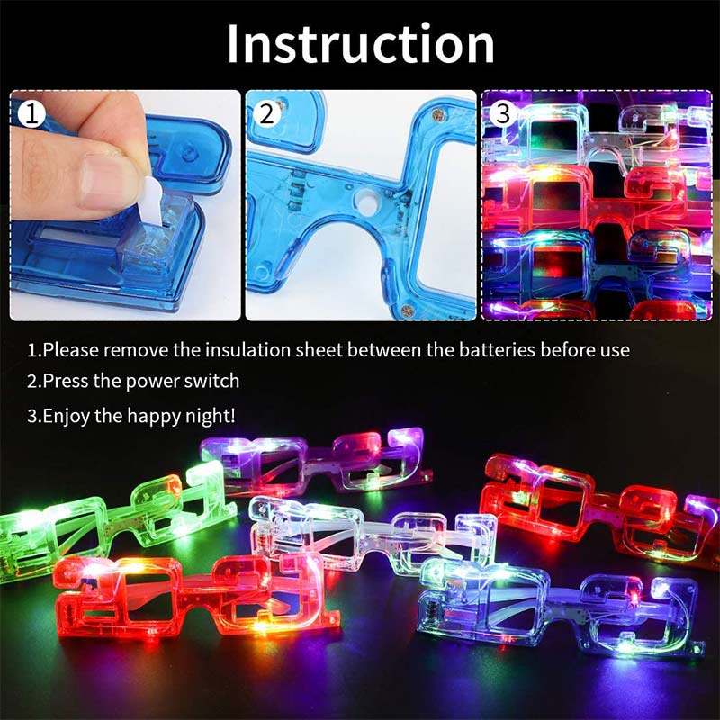 4 stk ledet plastbelysning legetøj digital 2021 briller 8 lys rollespil foto rekvisitter tøj tilbehør tilfældig farve