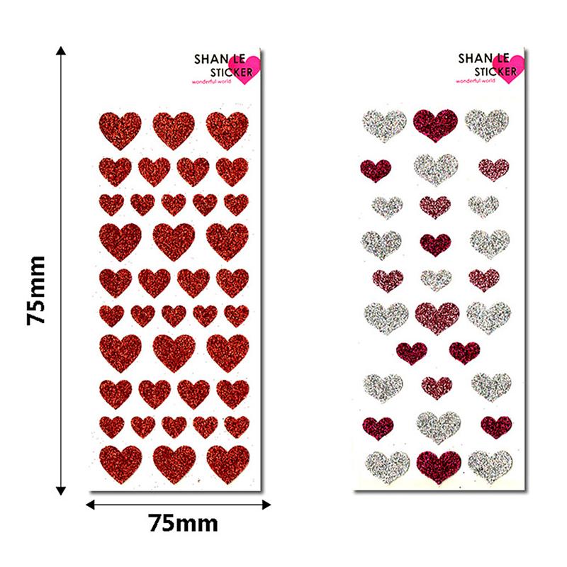 2 Sheet Scratch Off Notebook Stickers Love Heart Shape Sequins Label Self-adhesive Stickers For Home Wedding Message Cover