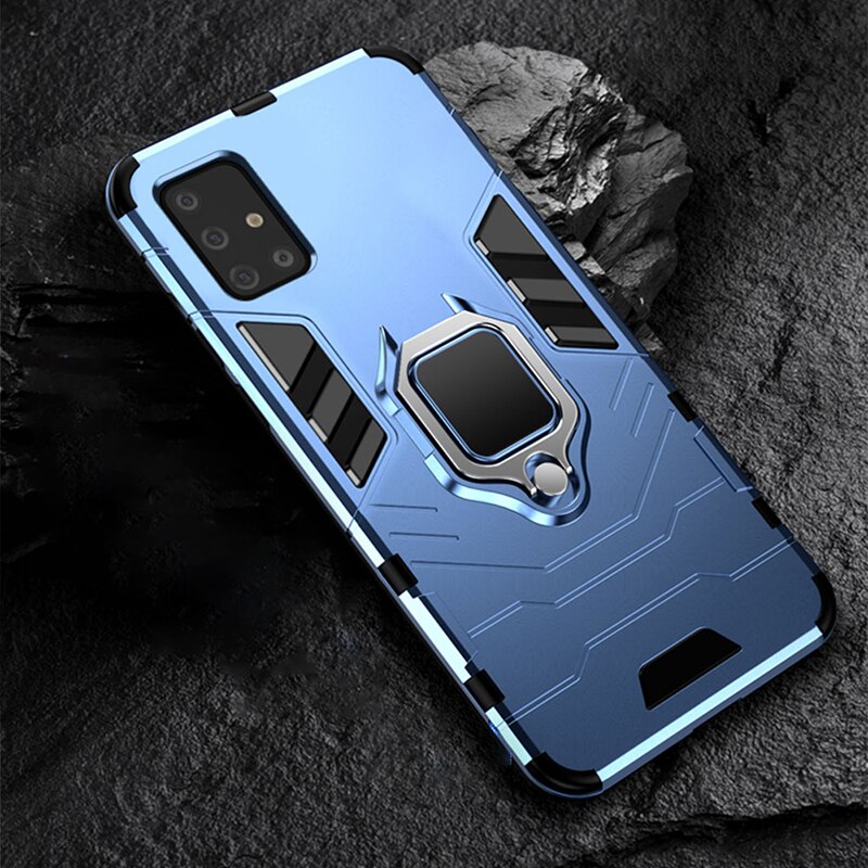 Armor Case for Samsung A51 A71 Case Magnetic Car Phone Holder Cover TPU+PC Bumper Case for Samsung Galaxy A51 A 51 A71 A 71 Case: for Samsung A51 / Blue