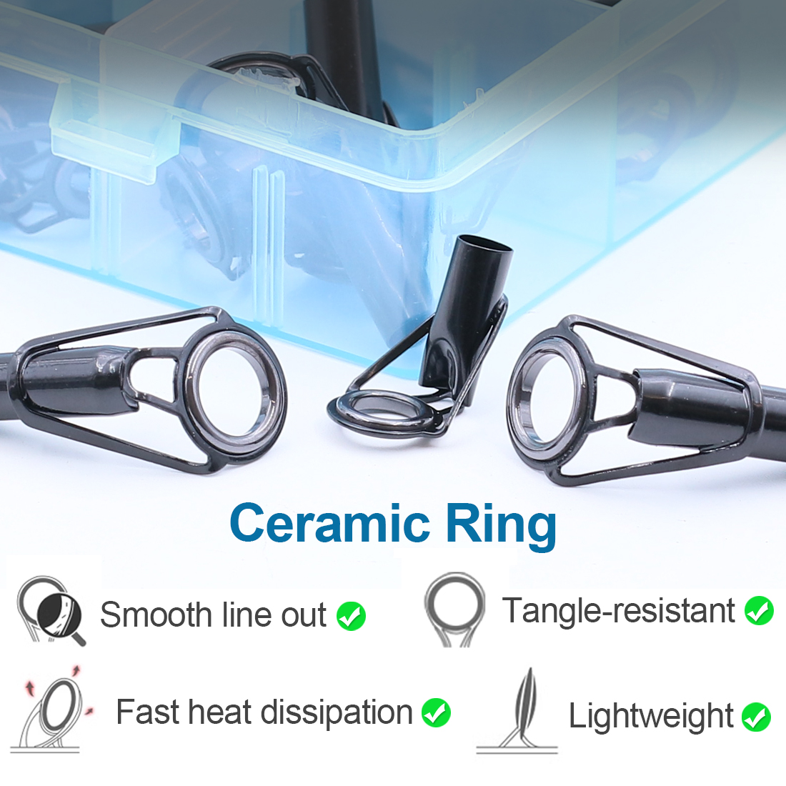 FishTrip 5Pcs Rod Tip Top Guides Stainless Steel Ceramic Ring 1.8mm~8.0mm for Fishing Rod Building Repair Replacement