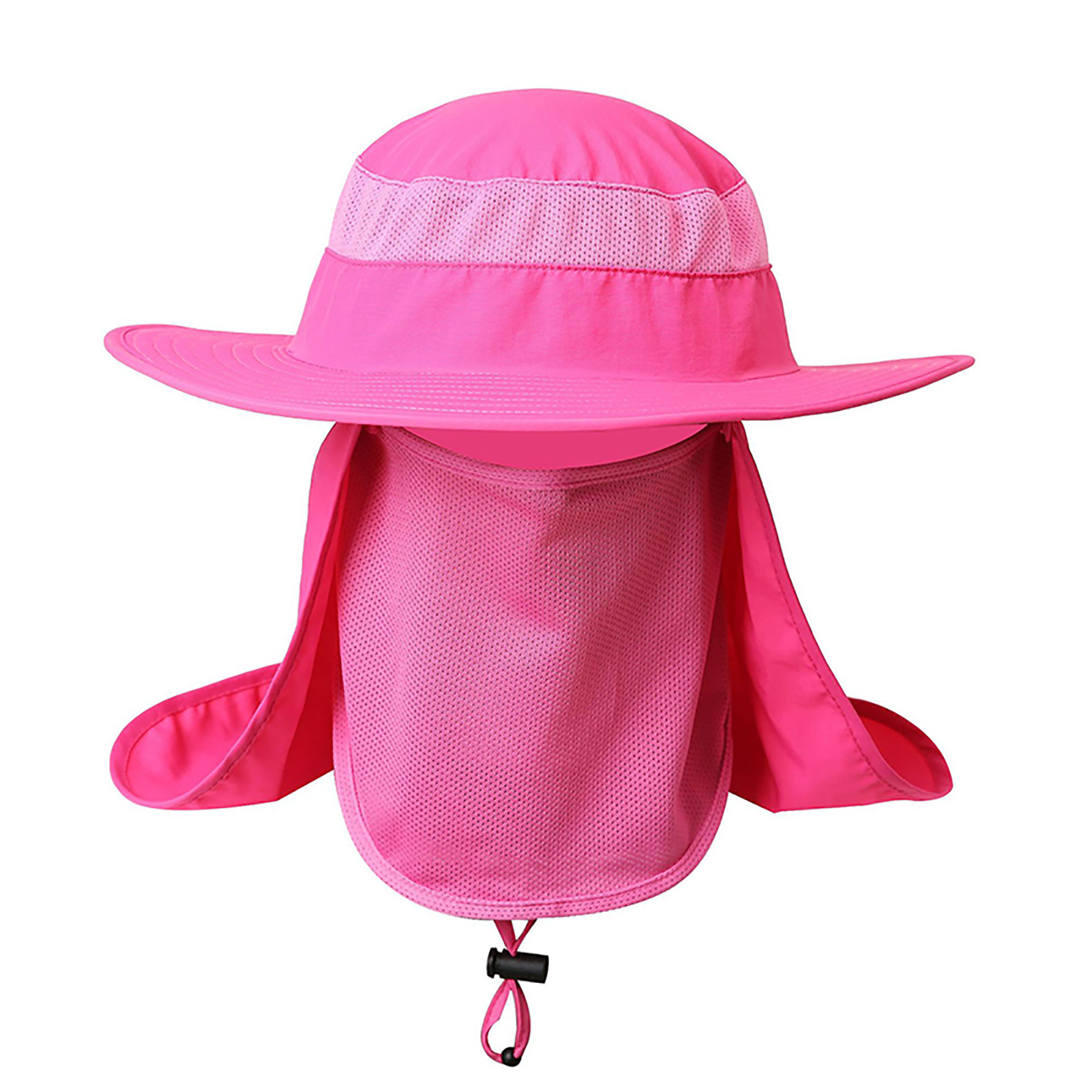 Summer Outdoor Sun Protection Fishing Cap Neck Face Flap Hat Wide Brim Face Neck Cover Protection for Men LL@17: Rose Red