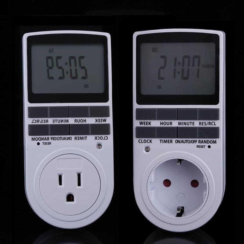 Portable Plug in Digital Timer LCD Display Timing 24h 7day Week Timer for Indoor Appliance Lights/TV/PC/Fans/Kitchen US/EU Plug