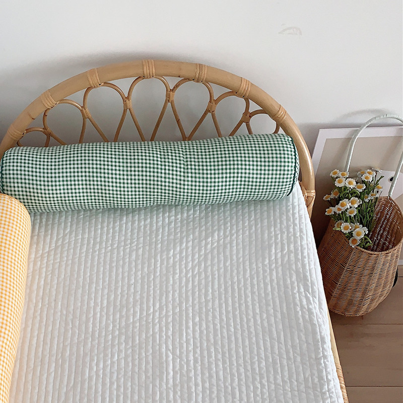 Pare-choc de lit à carreaux en coton pour bébés, épais et doux, protection de berceau pour enfants, coussin de lit, sécurité, Rail latéral, décor de chambre d&#39;enfants: green