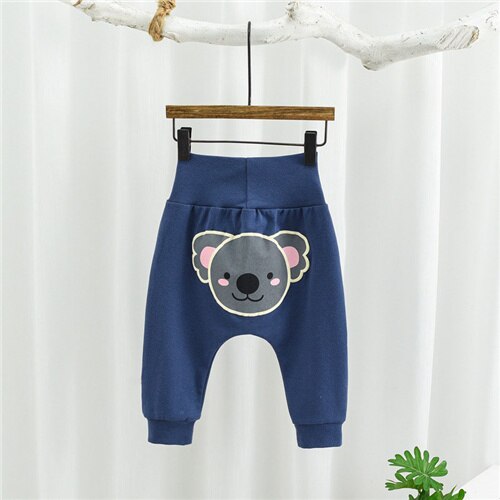 nouvelles filles garçons mignon dessin animé animaux imprimer printemps automne coton taille élastique pantalon décontracté enfants bébé vêtements 9-18 mois: Dark blue / 9M