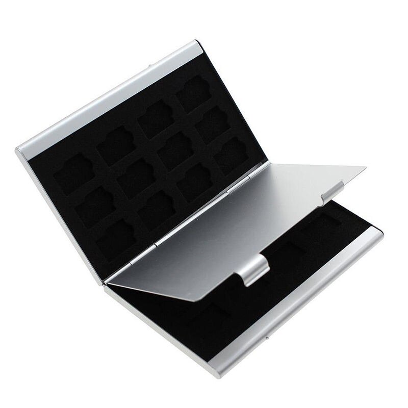 1Pc Memory Card Storage Case Zilver Aluminium Tf Kaart Doos Houder Protector Voor 24 Tf Micro Sd Kaarten